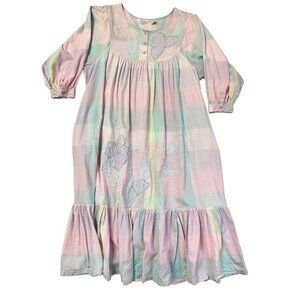 Vtg Nightgown Large Pastel Cotton Prairie Cottagecore Patchwork Dolly